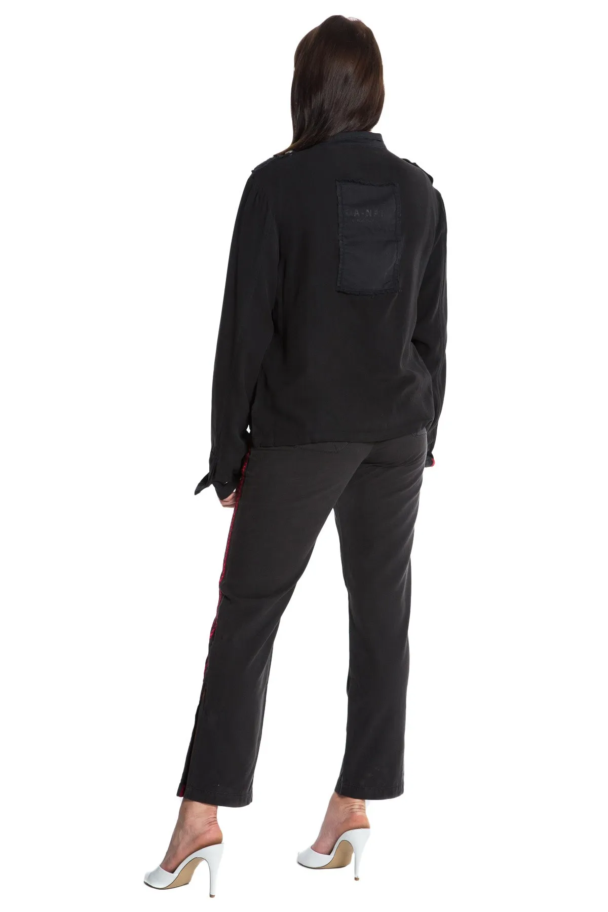100% Silk long sleeves shirt in Caviar