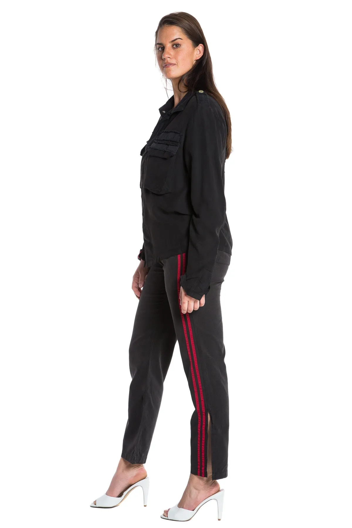 100% Silk long sleeves shirt in Caviar