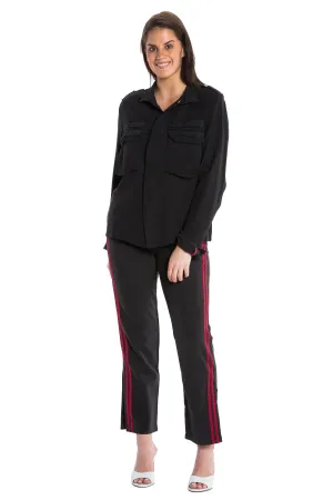 100% Silk long sleeves shirt in Caviar