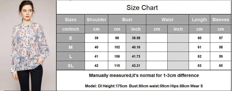 100% Silk Women's Shirt O Neck Long Sleeves Printed Loose Design Fashion Casual Blouse Shirt