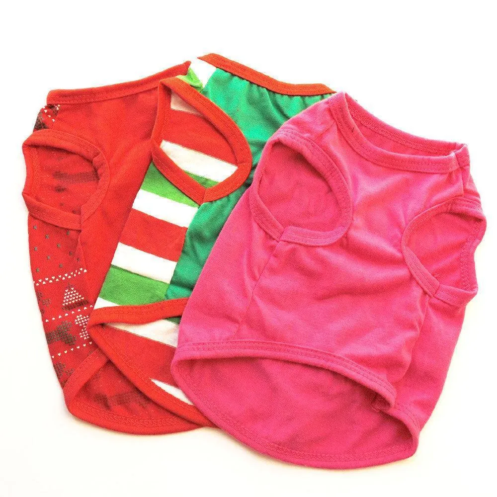 3 PCS Small Dog T Shirts Striped Dog Clothes