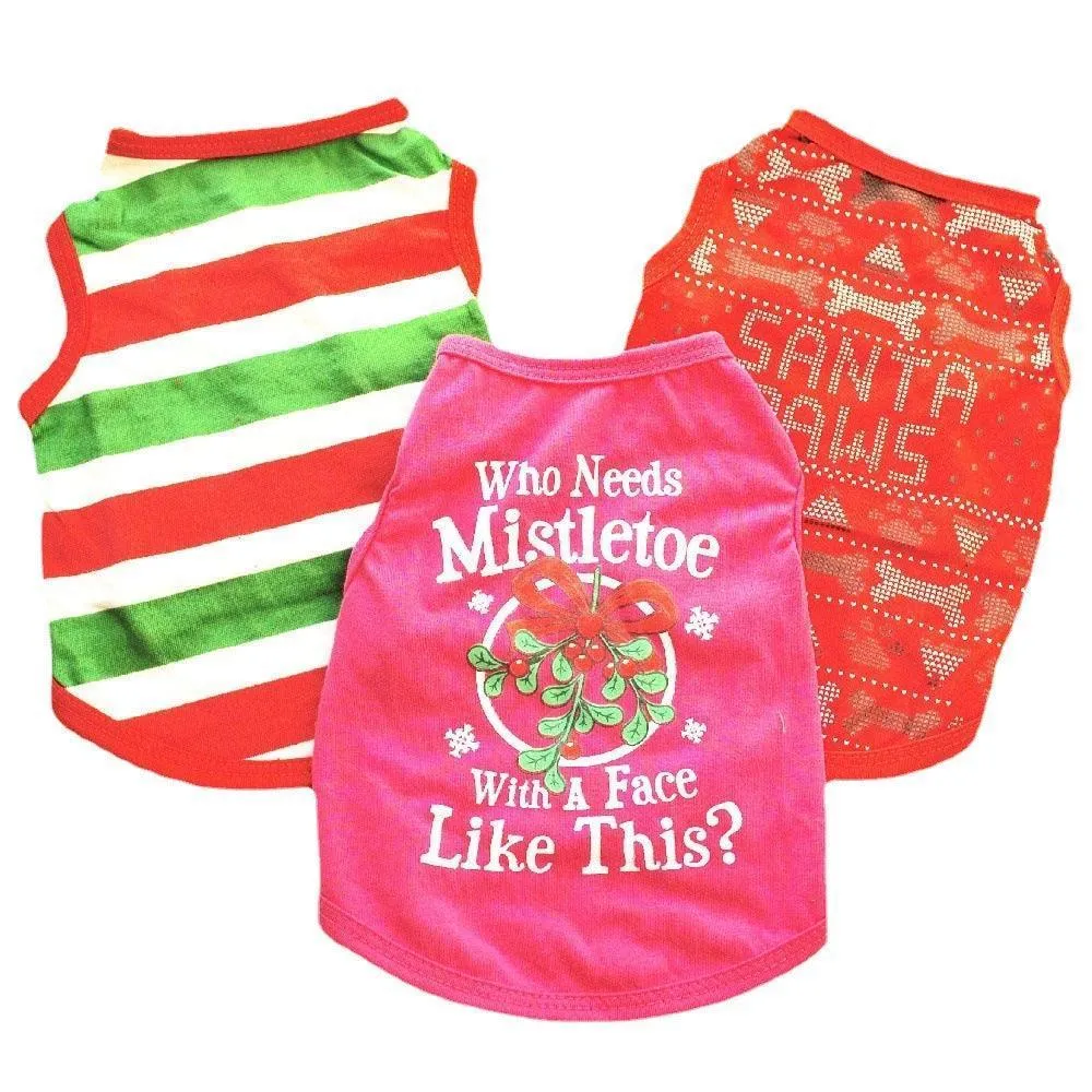 3 PCS Small Dog T Shirts Striped Dog Clothes