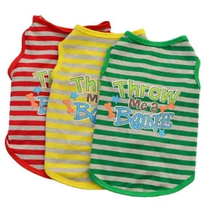 3 PCS Small Dog T Shirts Striped Dog Clothes