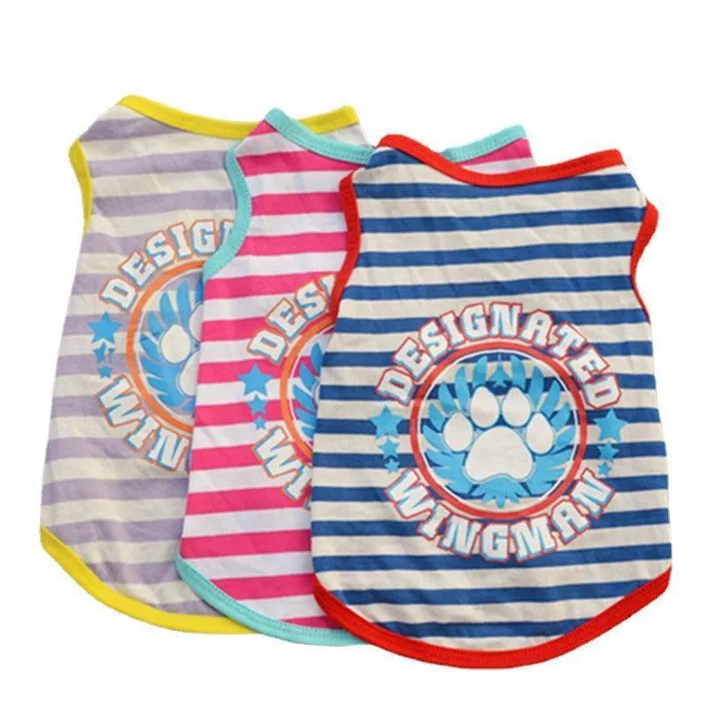 3 PCS Small Dog T Shirts Striped Dog Clothes
