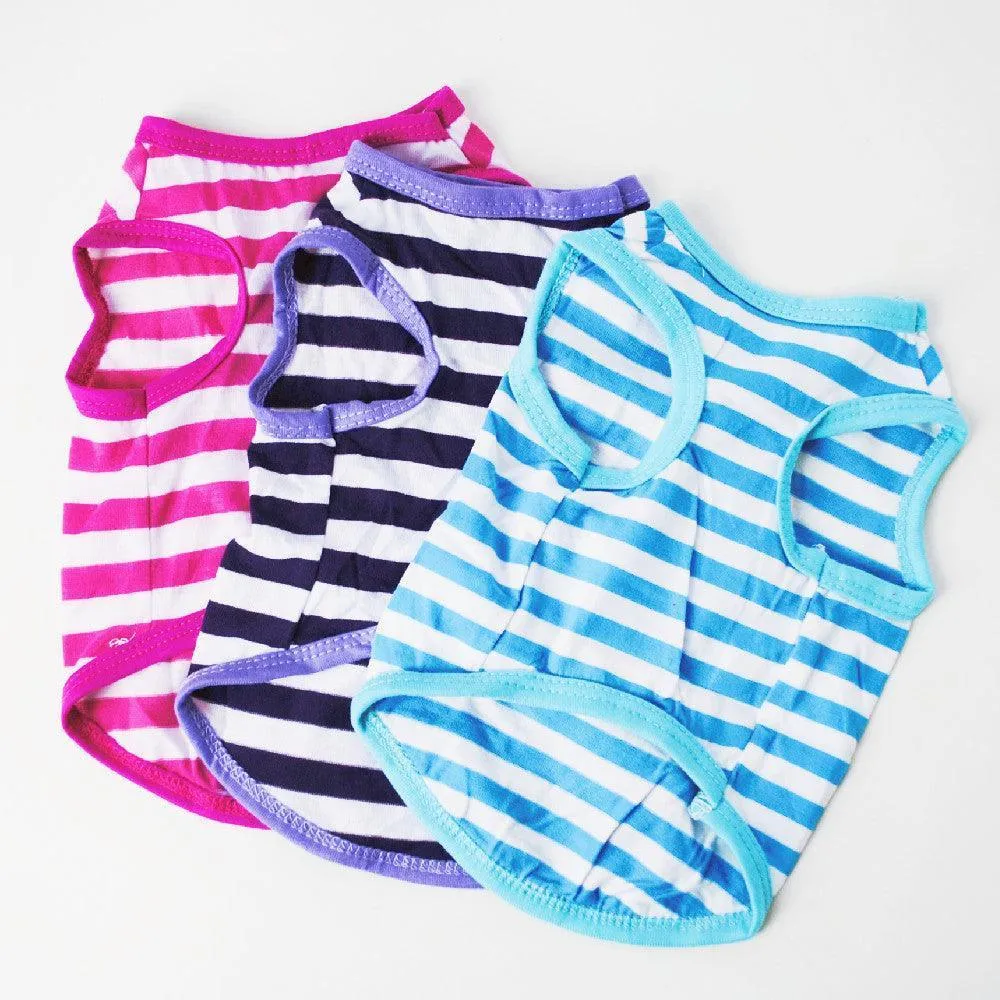 3 PCS Small Dog T Shirts Striped Dog Clothes