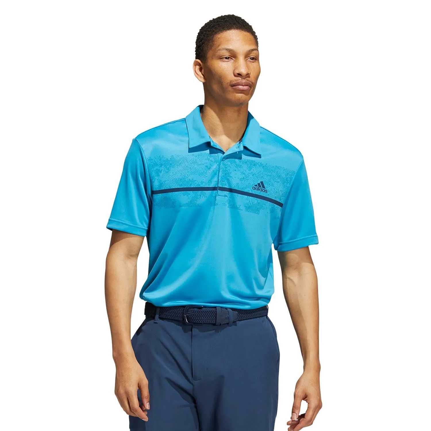 adidas Golf Chest Print Polo Shirt - Sonic Aqua