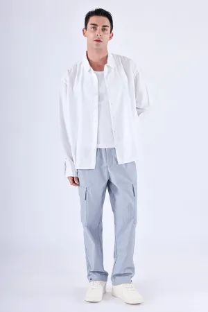 AIR STRIPED RELAXED CARGO PANTS IN LIGHT BLUE
