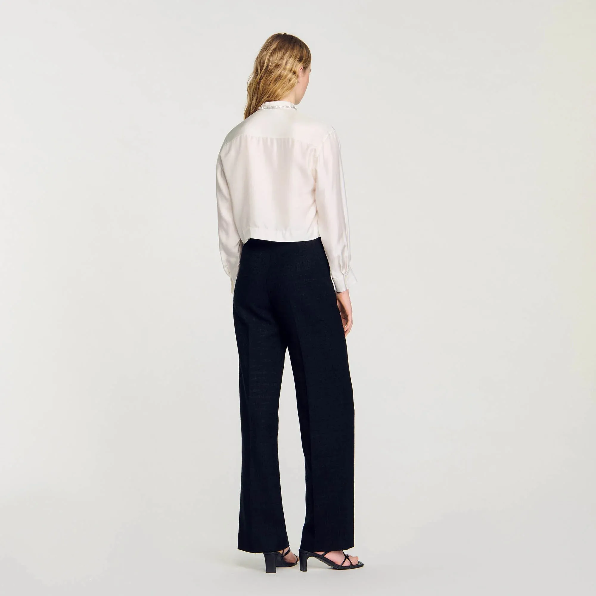Angeline Cropped Silk Shirt Ecru