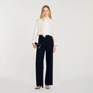 Angeline Cropped Silk Shirt Ecru