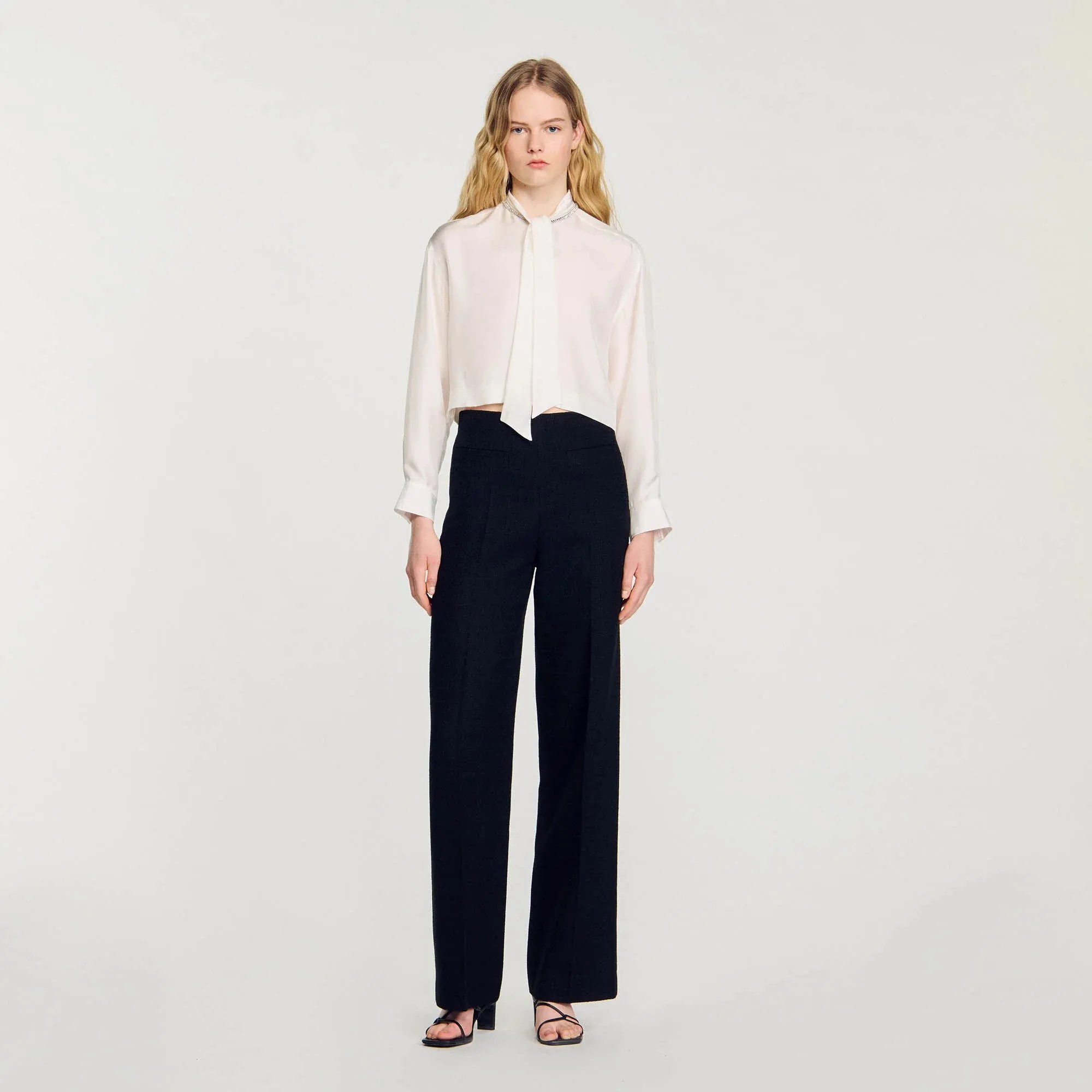 Angeline Cropped Silk Shirt Ecru