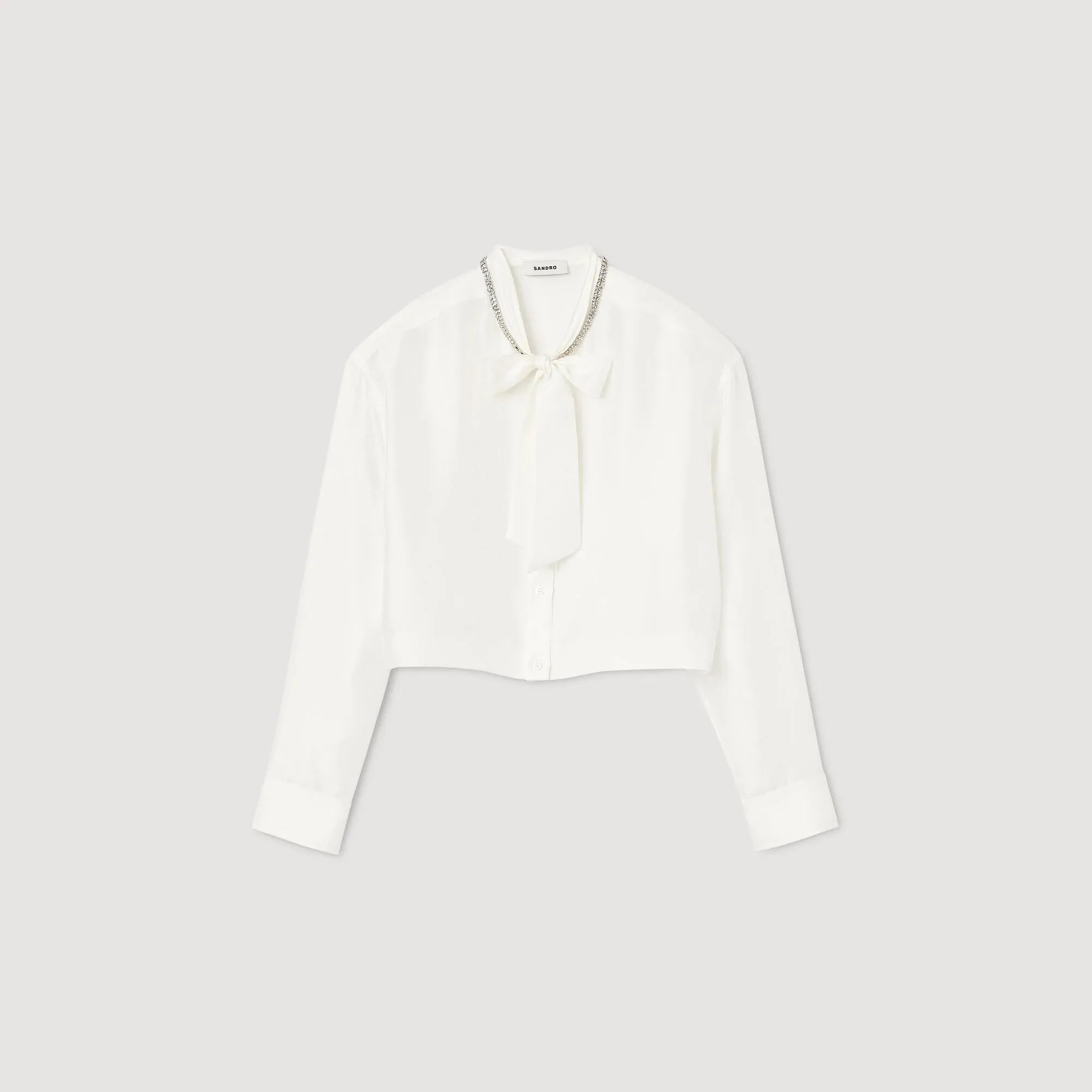 Angeline Cropped Silk Shirt Ecru