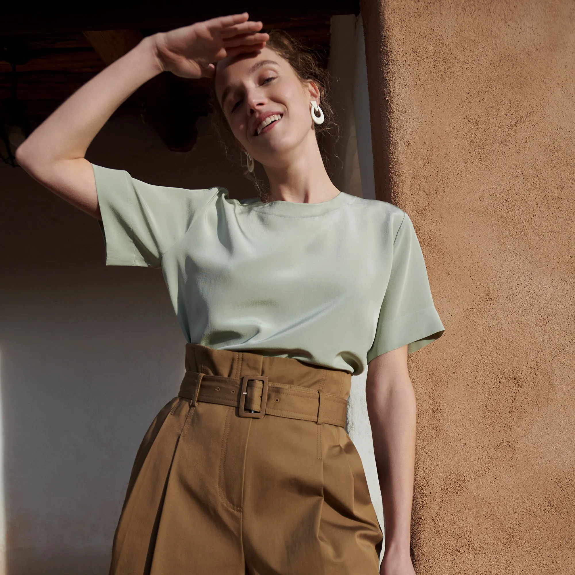 Annika Tee - Washable Silk :: Minty Green