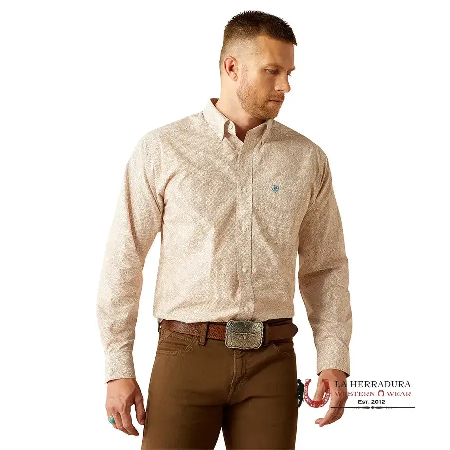 ARIAT CLASSIC FIT JOHNNY LONG SLEEVE SHIRT LIGHT BROWN - 4669