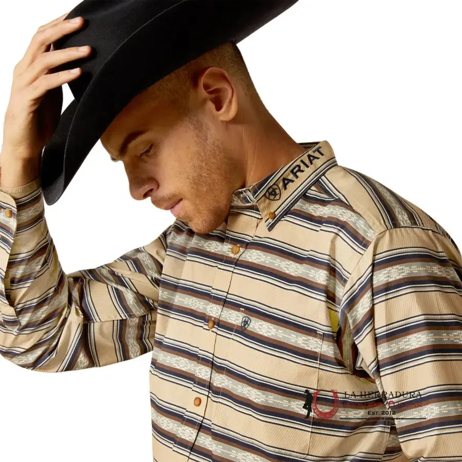 ARIAT CLASSIC KORBYN TAN VAVY BLUE LONG SLEEVE SHIRT - 2625