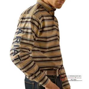 ARIAT CLASSIC KORBYN TAN VAVY BLUE LONG SLEEVE SHIRT - 2625