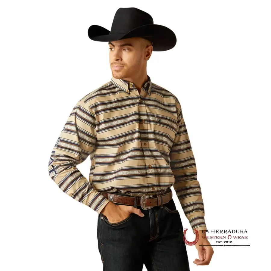 ARIAT CLASSIC KORBYN TAN VAVY BLUE LONG SLEEVE SHIRT - 2625