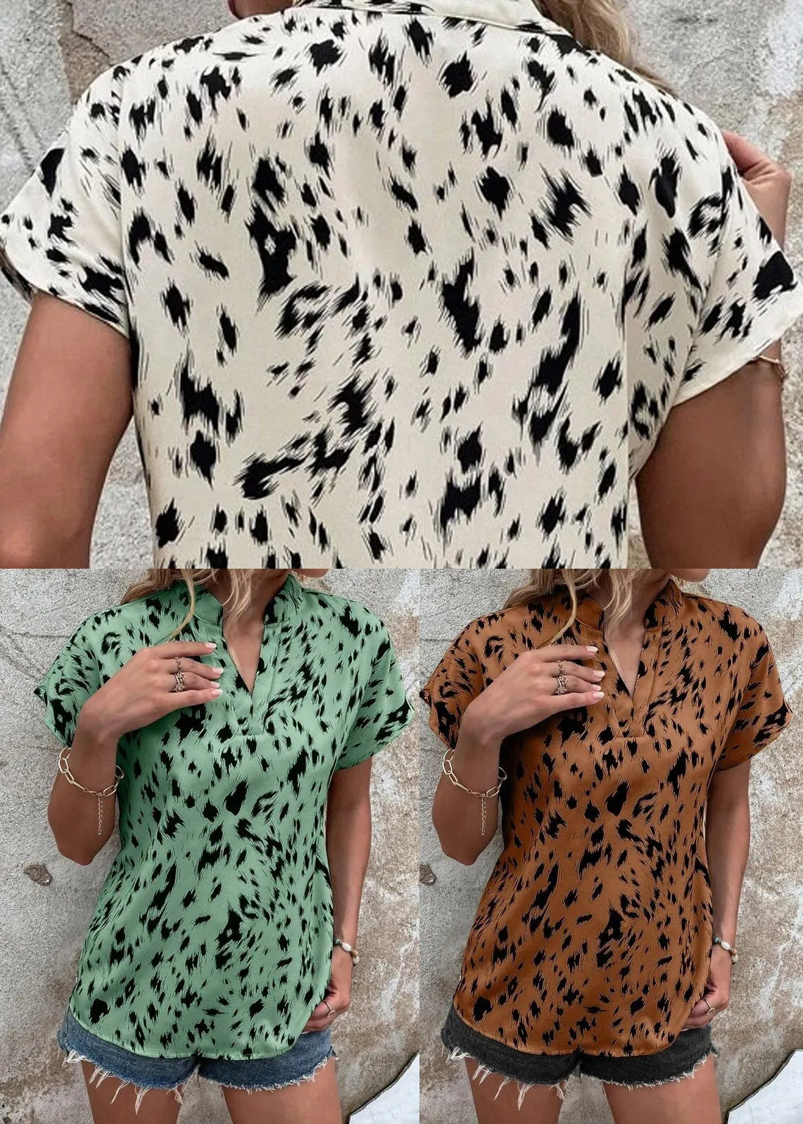 Beige Print Casual Shirts Summer LY3918