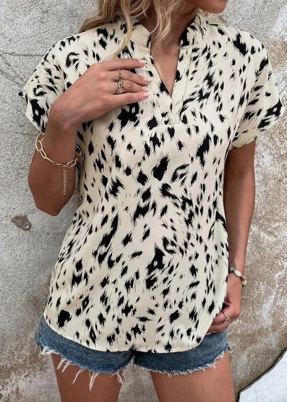 Beige Print Casual Shirts Summer LY3918