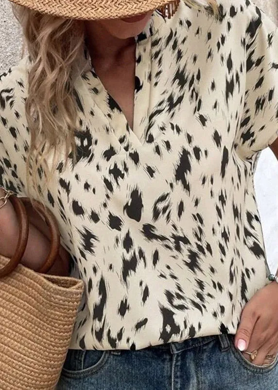 Beige Print Casual Shirts Summer LY3918