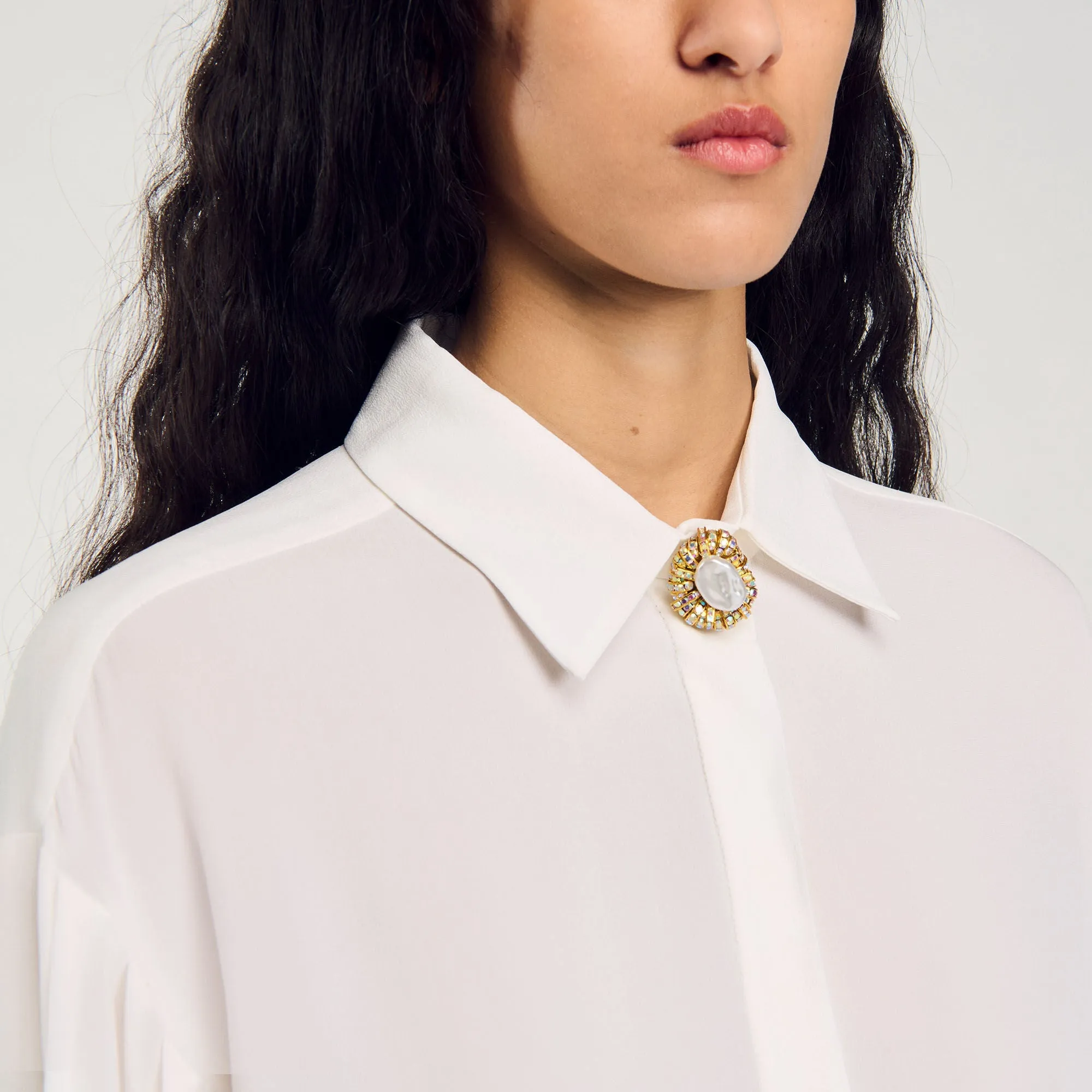 Belle Floaty Silk Shirt White
