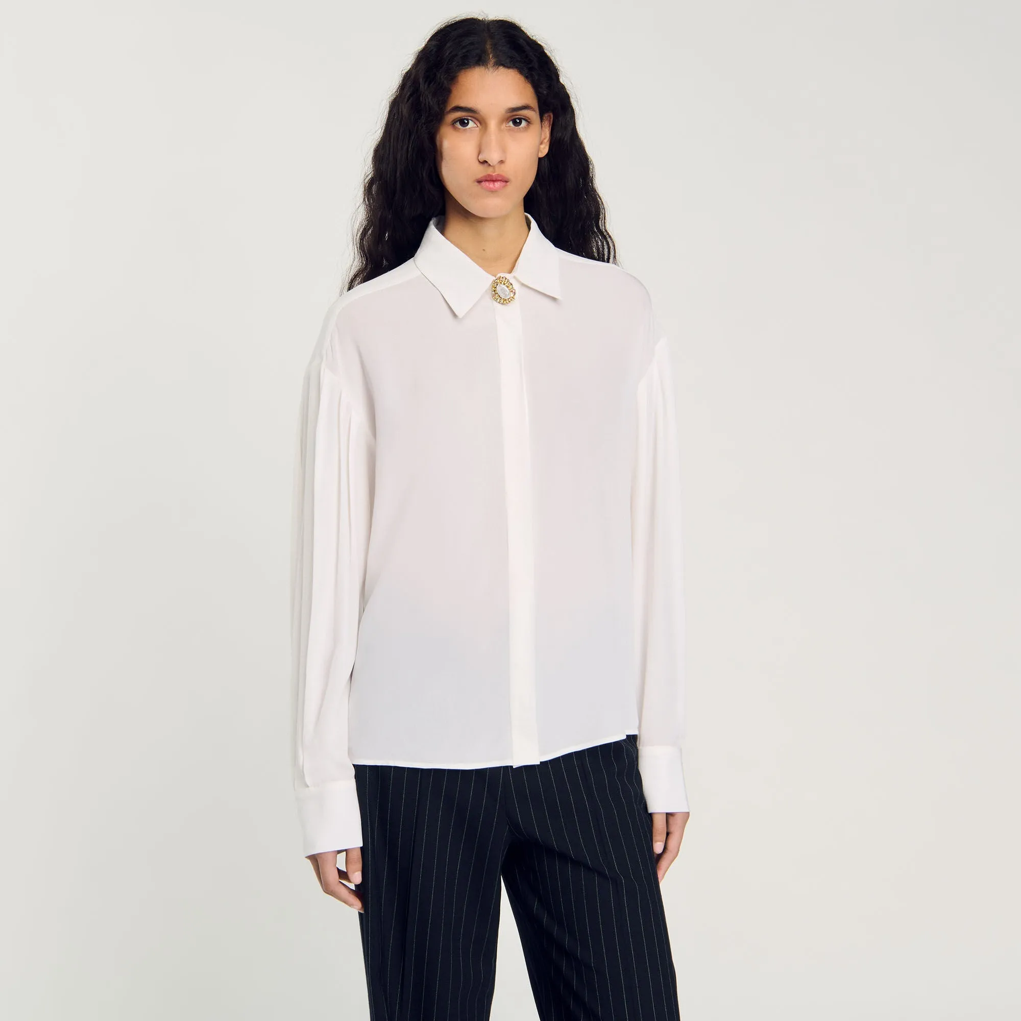 Belle Floaty Silk Shirt White