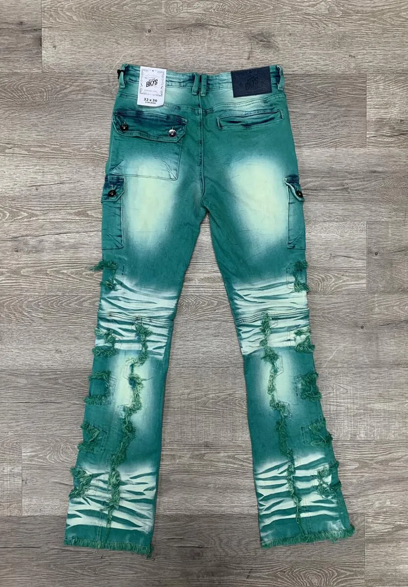 BKYS WASHED DENIM STACKED JEANS-MINT