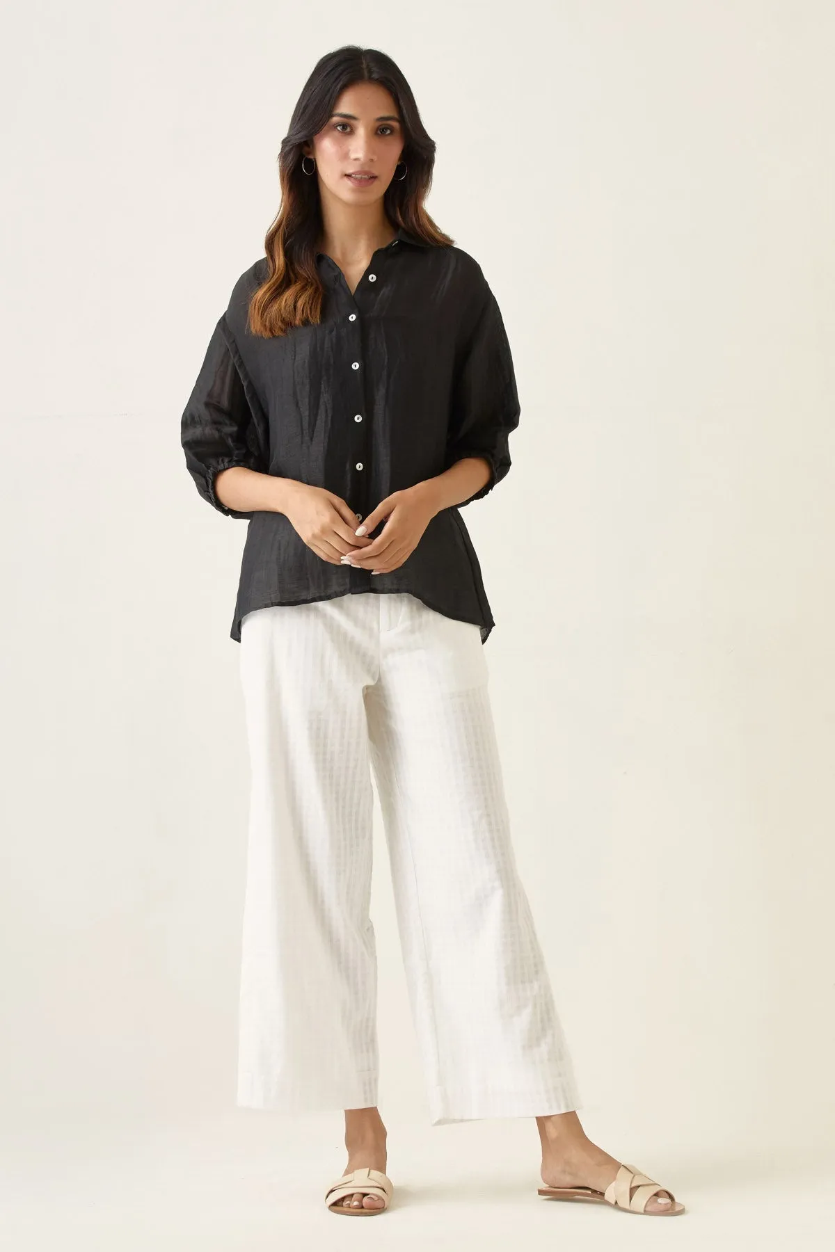 Black Collared Shirt & Pant Set