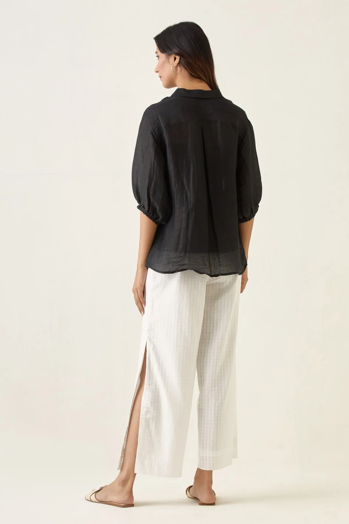 Black Collared Shirt & Pant Set