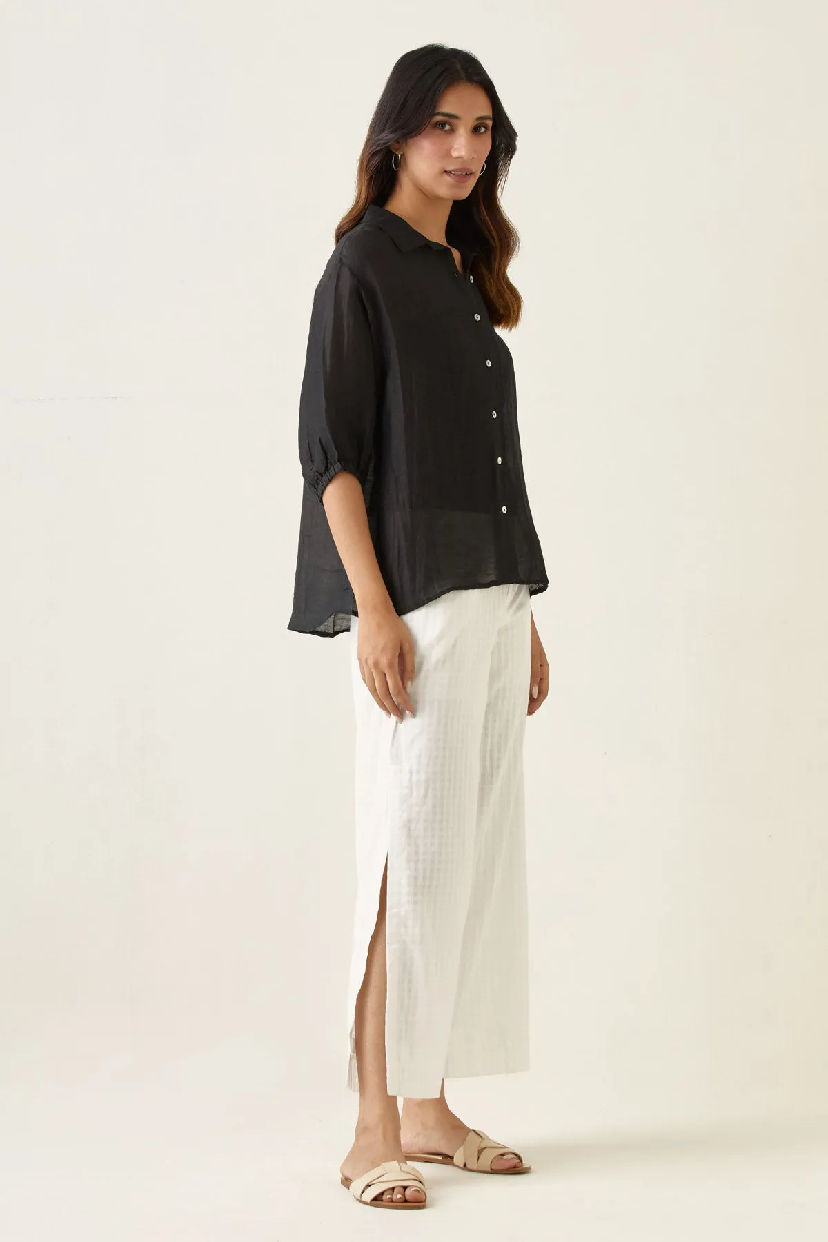 Black Collared Shirt & Pant Set