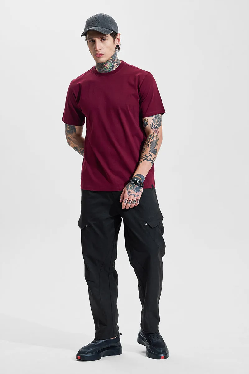 Black Mid Rise Relaxed Fit Cargo Pants