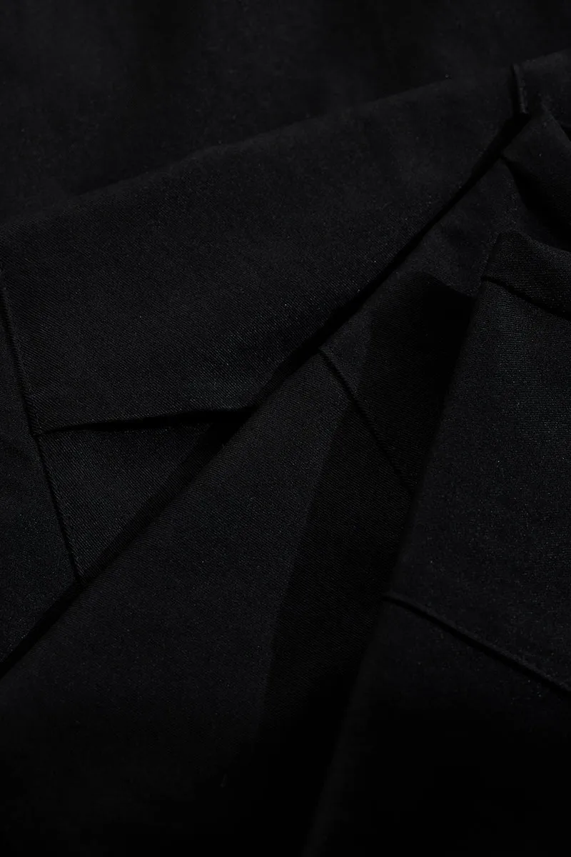 Black Mid Rise Relaxed Fit Cargo Pants