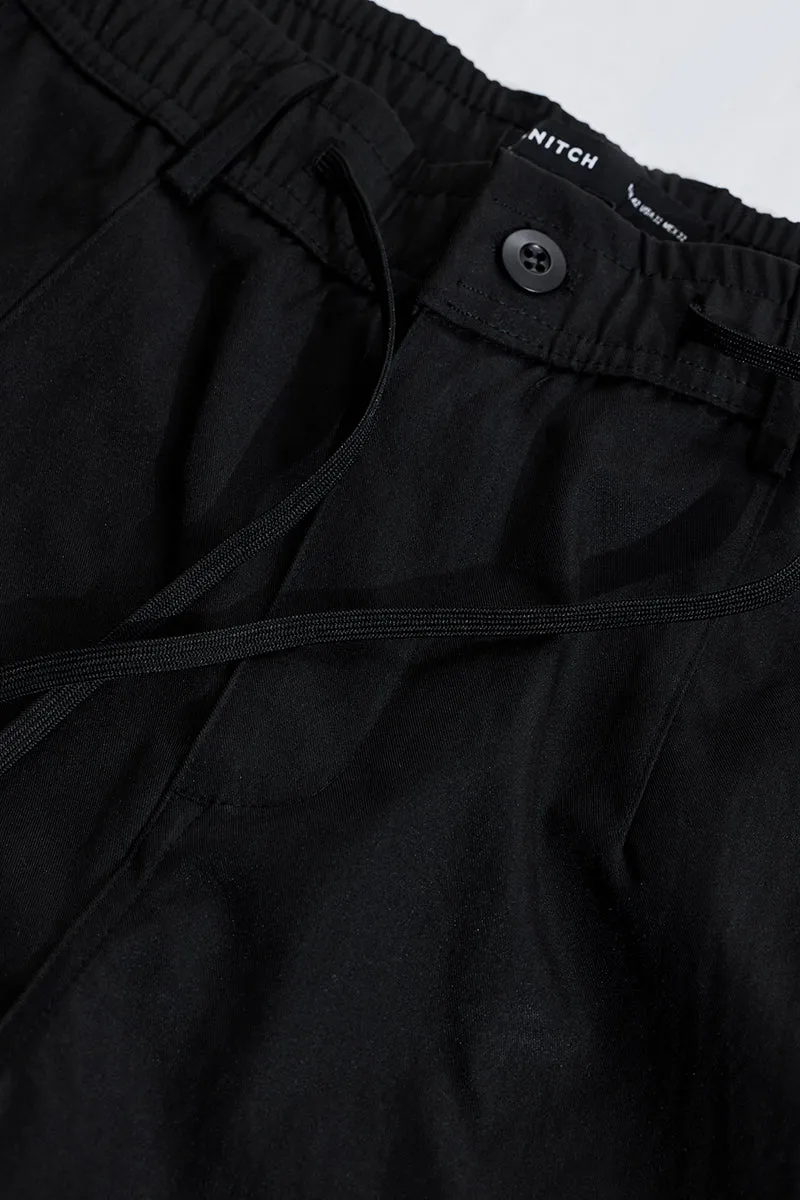 Black Mid Rise Relaxed Fit Cargo Pants
