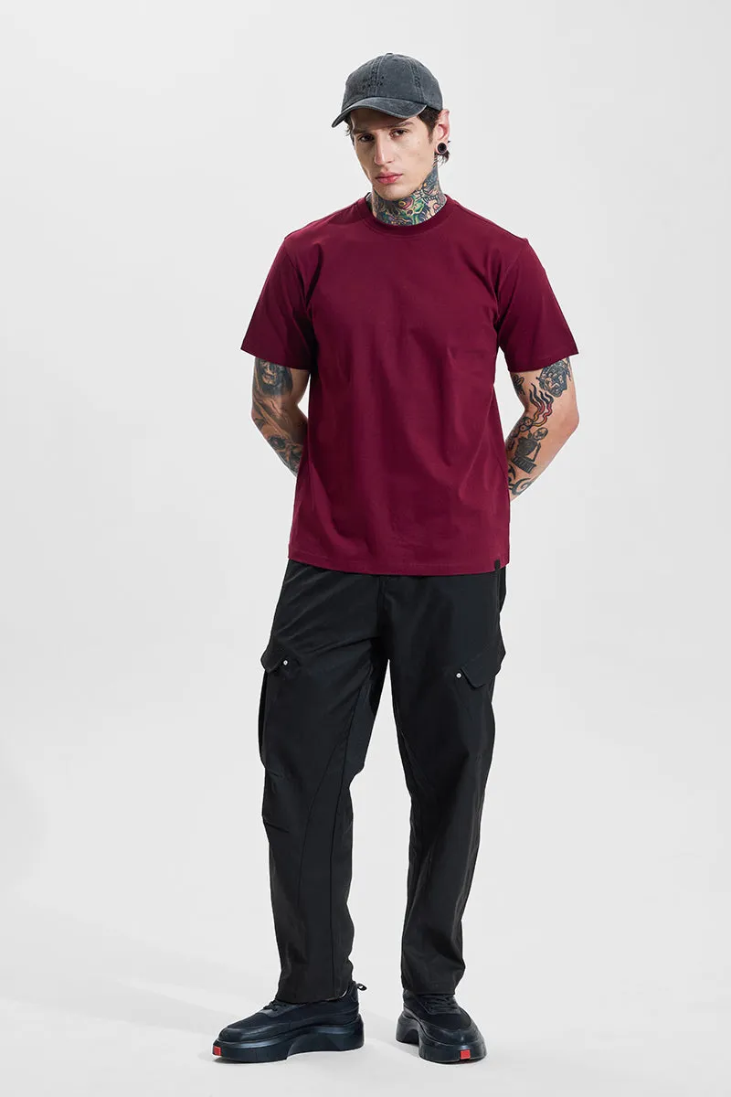 Black Mid Rise Relaxed Fit Cargo Pants