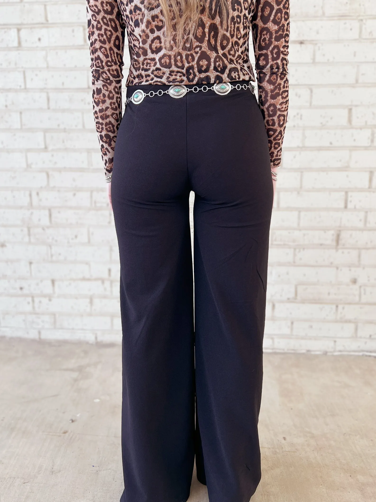 Black Straight Leg Crease Pants