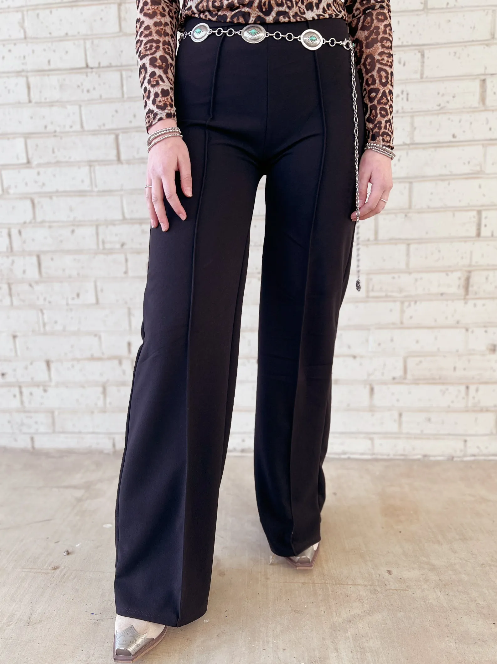 Black Straight Leg Crease Pants