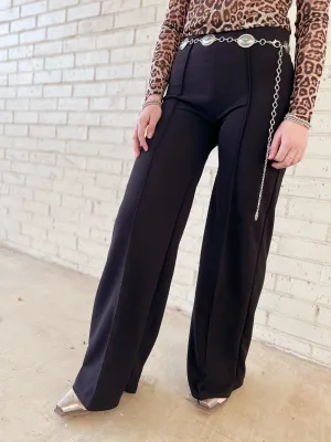 Black Straight Leg Crease Pants