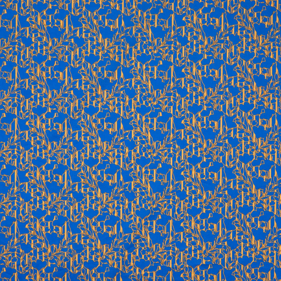 Blue & Orange Printed Superfine Cotton