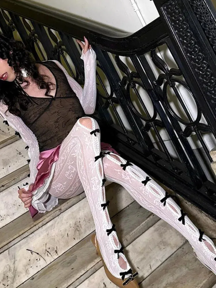 Butterfly Lace-Up Hollow Pants