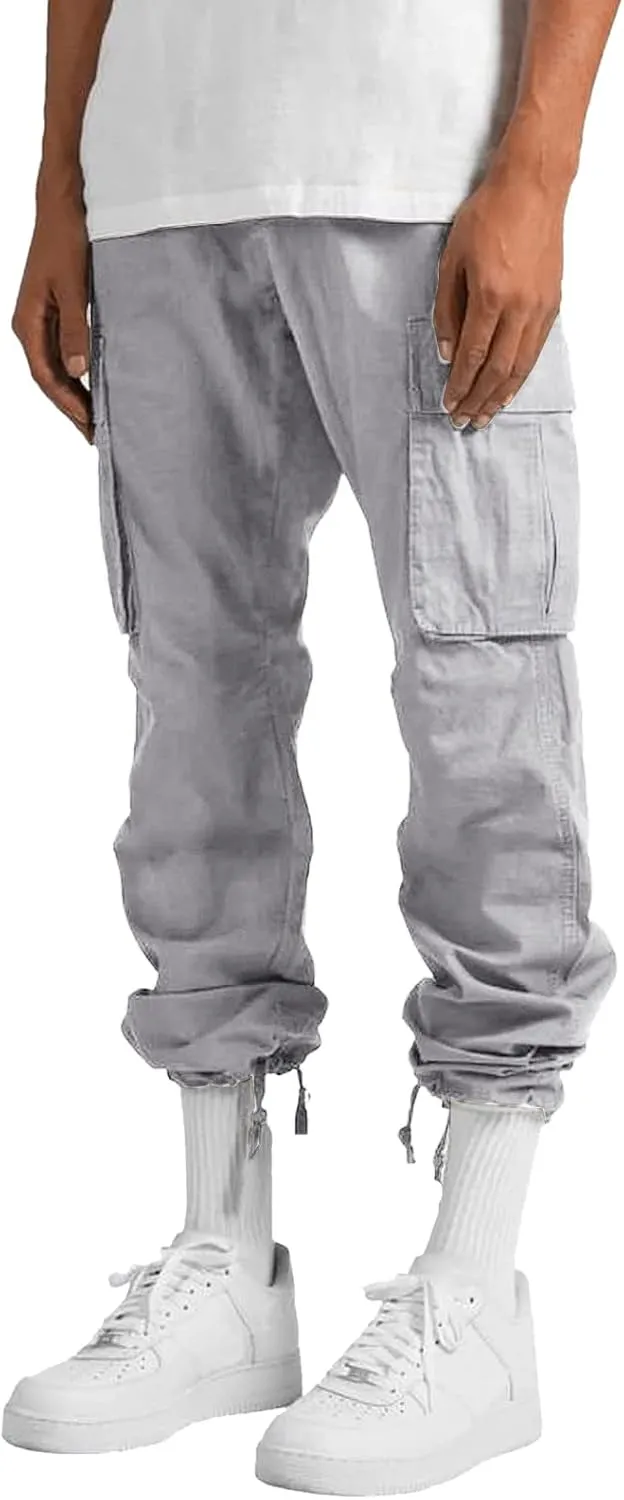 Cargo Pants for Men Lightweight Casual Relaxed Fit Trousers Drawstring Waist Pants Overalls Athletic Joggers
