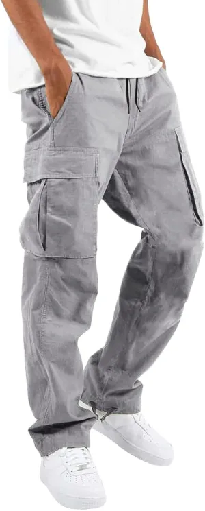 Cargo Pants for Men Lightweight Casual Relaxed Fit Trousers Drawstring Waist Pants Overalls Athletic Joggers