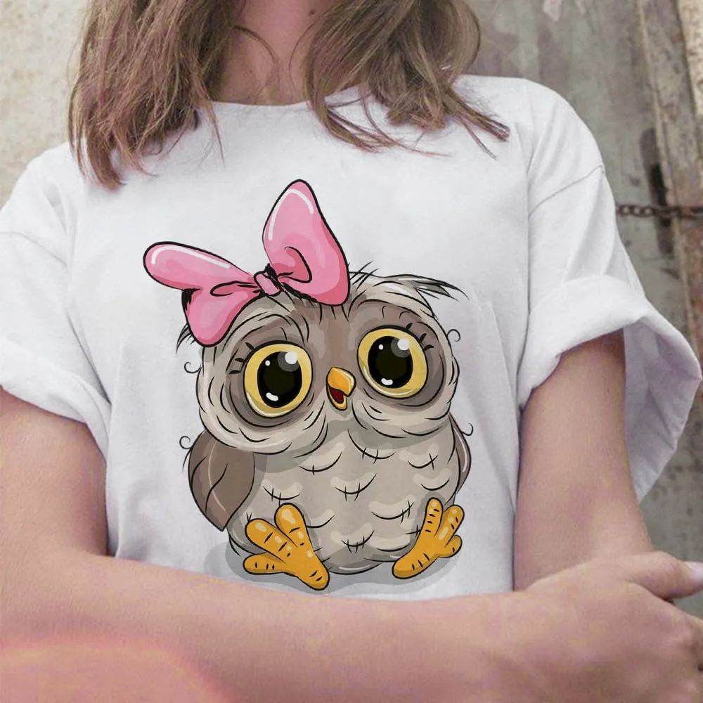 Cartoon Owl Graphic Printed Casual T Shirt