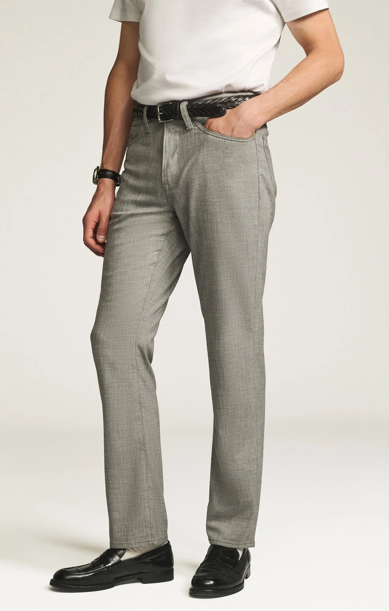 Charisma Relaxed Straight Pants in Grey Cross Twill