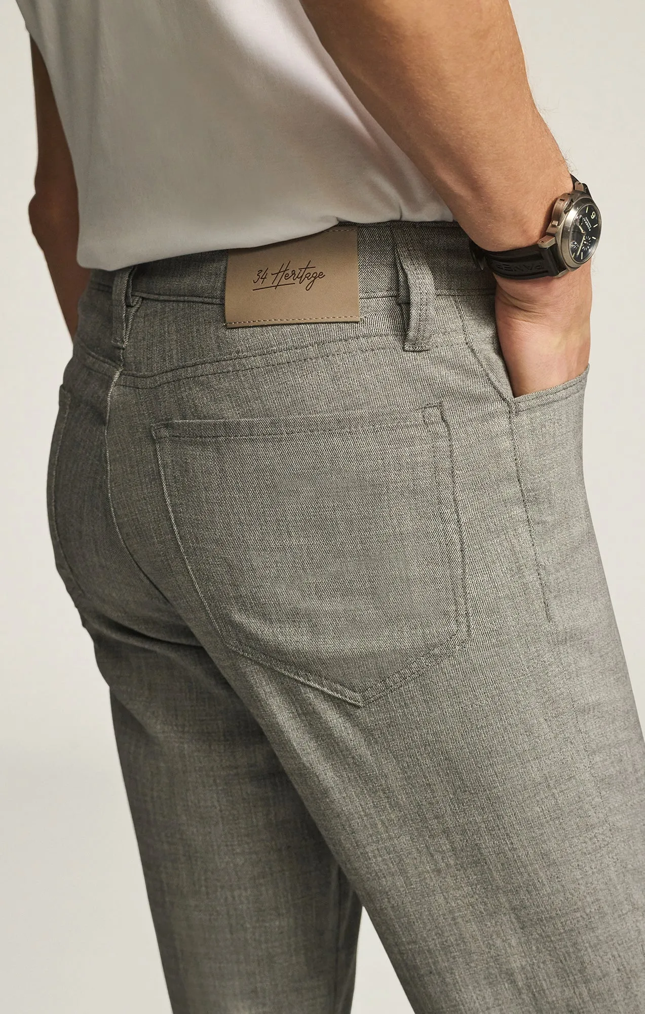 Charisma Relaxed Straight Pants in Grey Cross Twill