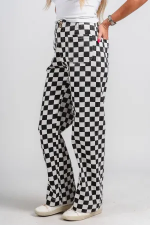 Checkered pants black