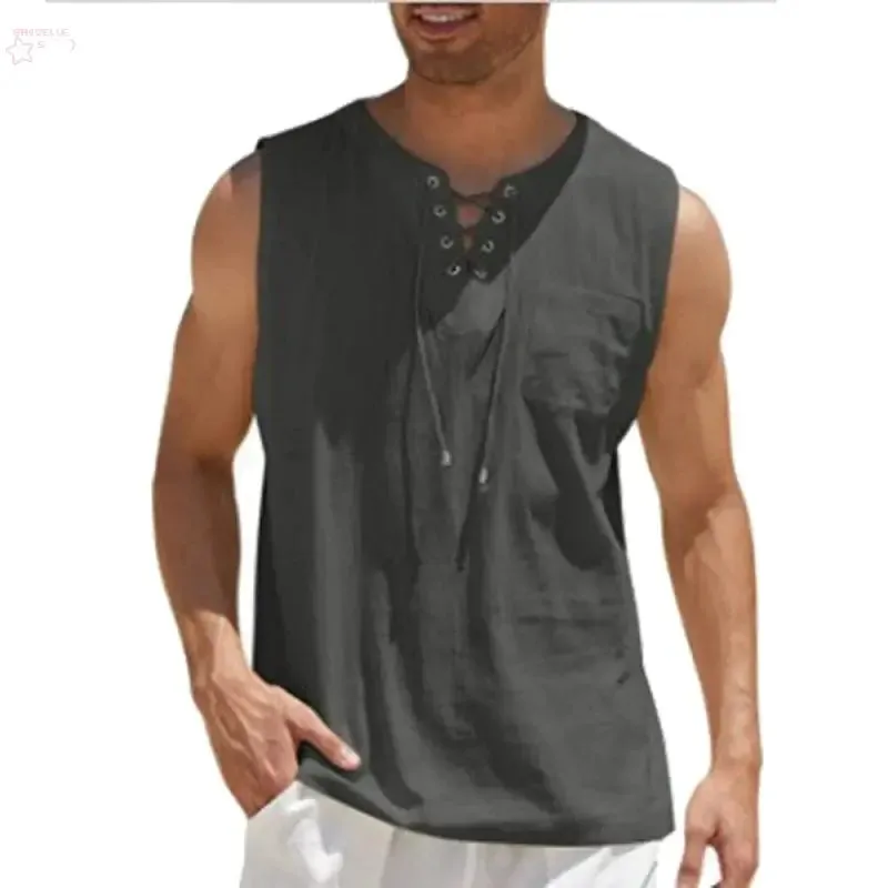 Cotton Linen Shirts Sleeveless Vest Blouse – Retro V-Neck Fashion Loose Fit