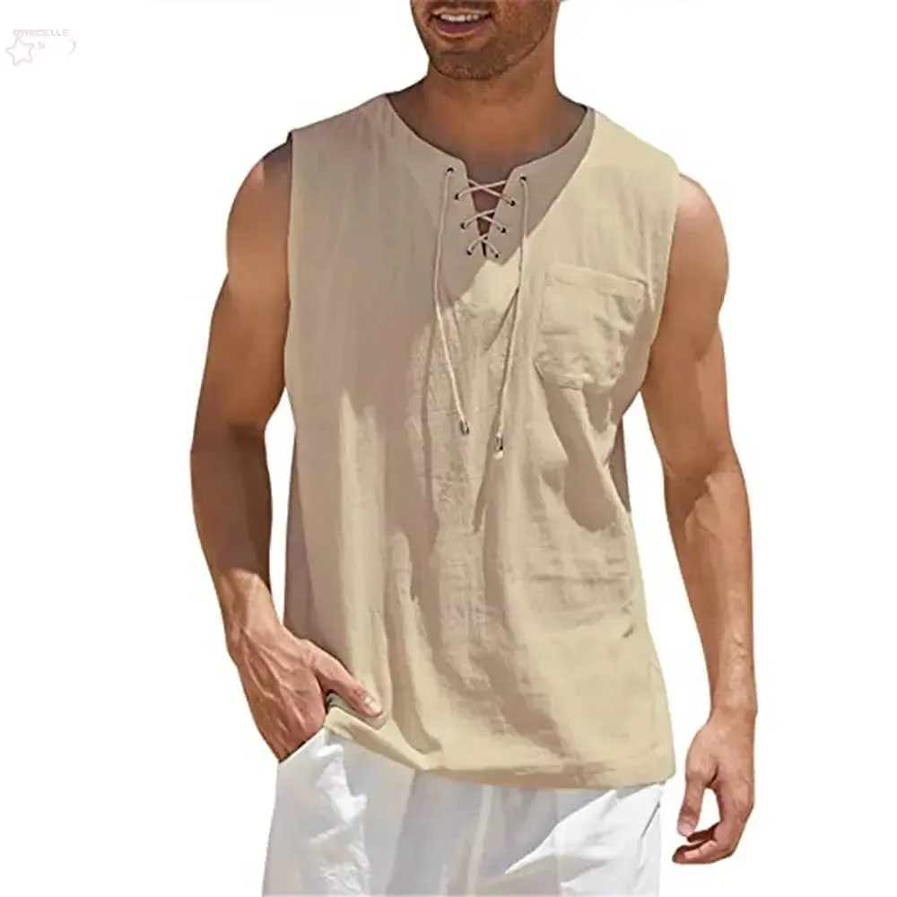Cotton Linen Shirts Sleeveless Vest Blouse – Retro V-Neck Fashion Loose Fit