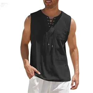 Cotton Linen Shirts Sleeveless Vest Blouse – Retro V-Neck Fashion Loose Fit