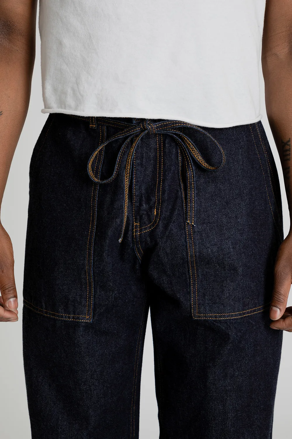 Denim Wide Fatigue Pants - Indigo