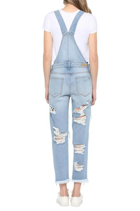 Distressed Denim Overalls