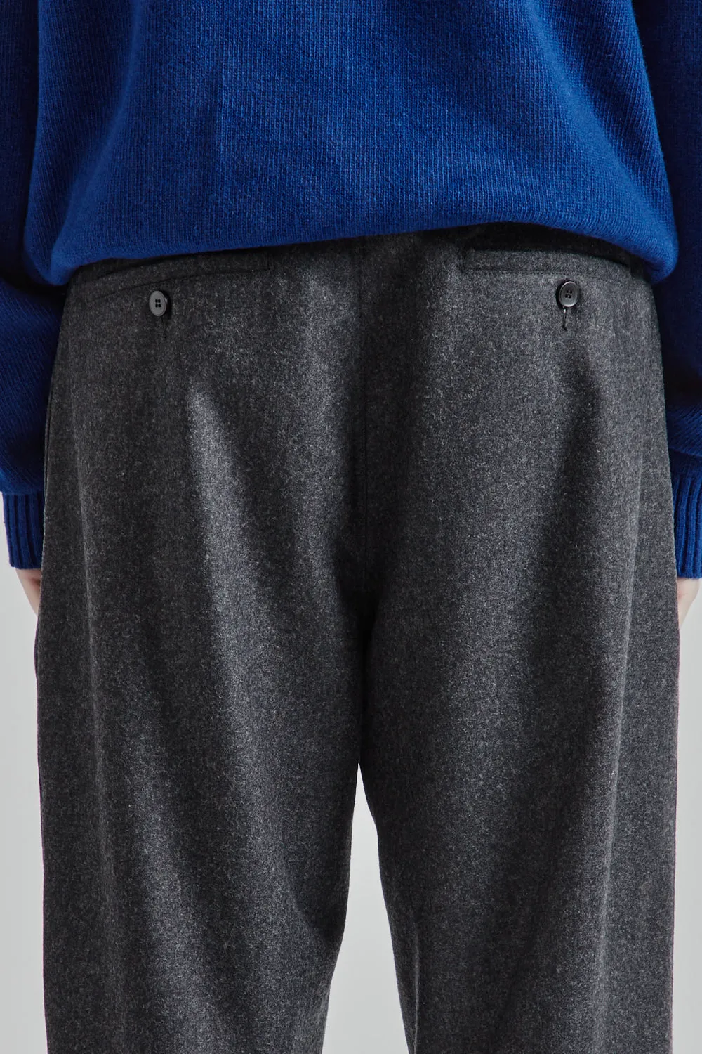 Double Pleats Wool Pants - Dark Grey Melange